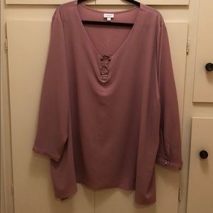 Pink crepe look blouse - size 30/32